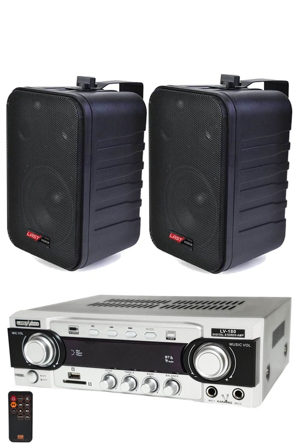 Lastvoice Black Wall Small Paket-1 Hoparlör ve Anfi Ses Sistemi Seti (1 ANFİ + 2 HOPARLÖR)