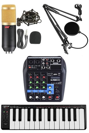 Stüdyo Ekipmanları Ses Kartı Mikser Midi Klavye Mikrofon Full Paket-18