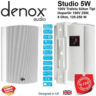 Denox Studio-5 Duvar Tipi Sütun Hoparlör 250 Watt 8 Ohm / 100V