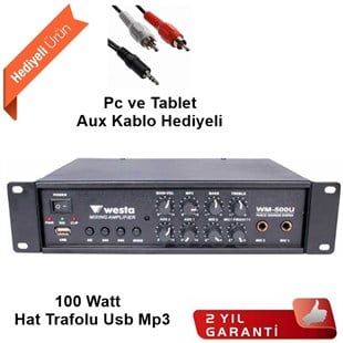 Westa WM-500U Hat Trafolu Anfi 100 Watt Usb Mp3