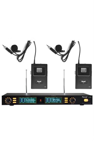 Roof R-202Y Uhf Band Dijital Çift Yaka Tipi Telsiz Kablosuz Mikrofon