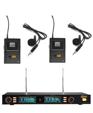 Hepa Merz HM-8002YY Dijital UHF Çiftli Telsiz Kablosuz Yaka Mikrofonu
