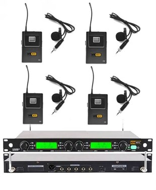Hepa Merz HM-8004Y Dijital UHF 4lü Kablosuz Yaka Mikrofonu