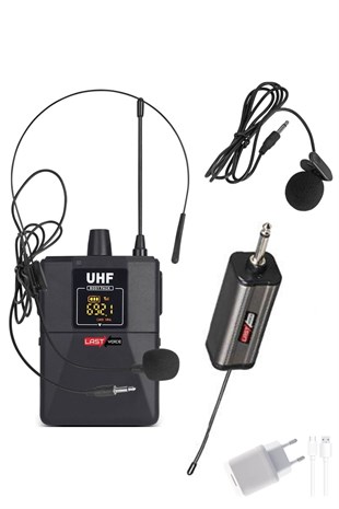 Lastvoice Tx-101Y Şarjlı Telsiz Kablosuz Headset Yaka Mikrofonu (UHF 16 Kanal Dijital Frekans)