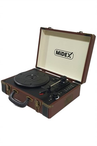 Midex Mtx100BN Pikap Plak Çalar (Şarjlı Bluetooth Aux Hoparlörlü 3 Devir) İğne Dahil