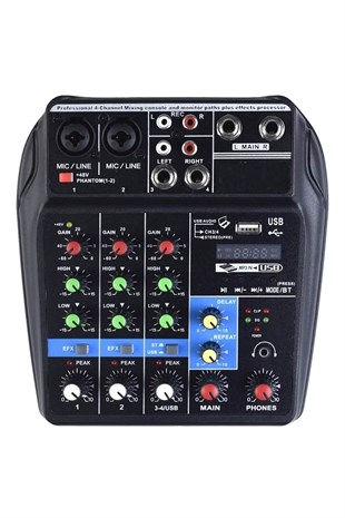 Midex MDX-999 Stüdyo Kayıt İçin Ses Kartlı +48V Phantomlu Kayıt Mikseri ( XLR Kablo + Rca Hediye)