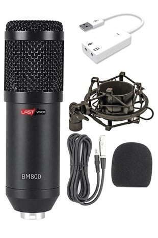 Lastvoice BM800 Condenser Stüdyo Mikrofon (Mini Tripod + 7.1 Ses Kartı)